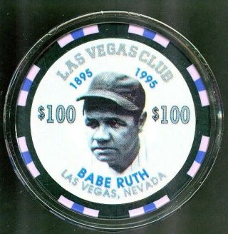Las Vegas Club Casino (las Vegas) $100 Chip (babe Ruth) (su) (tcr 18 M Rated - Res