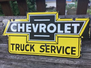 Old Chevrolet Truck Service Double Sided Porcelain Sign 2