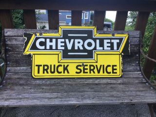 Old Chevrolet Truck Service Double Sided Porcelain Sign 3