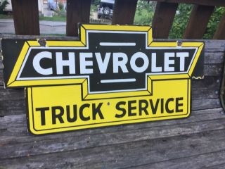 Old Chevrolet Truck Service Double Sided Porcelain Sign 4