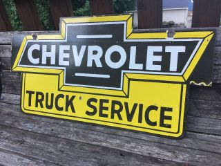 Old Chevrolet Truck Service Double Sided Porcelain Sign 6