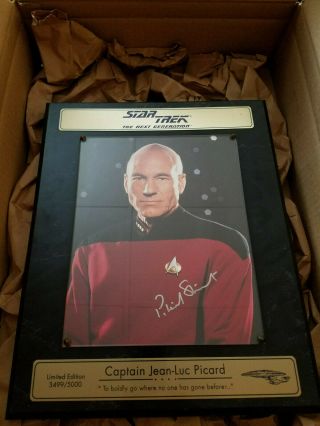 Jean - Luc Picard Patrick Stewart Autograph Star Trek Photo Plaque
