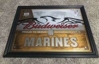 Budweiser Marines Mirror USMC Proud To Serve Those Who Serve Sign Neon Great 2