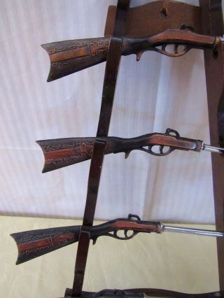 5 pc.  Gunslinger Shot Gun Bar Liquor Drink Accessories Wood Hanger 4
