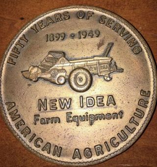 Large 1949 Idea 50th Anniversary Medallion Brass Bronze Farming Tractor Rare