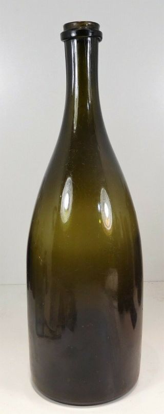 C1780 Black Glass W/ Deep 2 3/8 " Pontil Wine Bottle - Florida Find