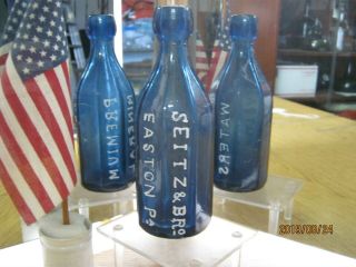 8 Side Deep Cobalt Blue Pontiled Seitz & Bro_ Premium Mineral Waters Easton,  Pa.