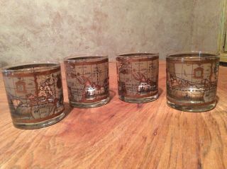 Cera Glass.  World Map.  Old Fashioned Glasses.  Set Of 4.
