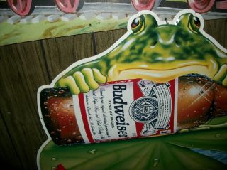 Budweiser Metal Hanging Frog Beer Bottle Tin Advertising Sign