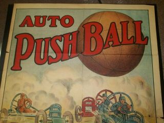 Auto Pushball Poster Motor Drome Wall Of Death Auto Thrill Show 1920s Litho