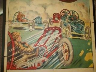 AUTO PUSHBALL POSTER MOTOR DROME WALL OF DEATH AUTO THRILL SHOW 1920S LITHO 4