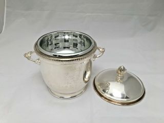 Vtg Silverplate Insulated Ice Bucket Wine Cooler With Lid