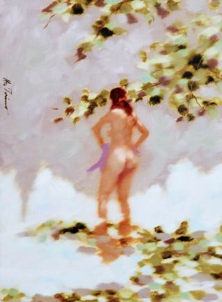 Nude Woman Standing oil painting Listed Anthony Michael Autorino 1937 - 2017 2
