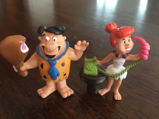 Fred & Wilma Flintstone Mini Figures Set 1989 Spain Hanna Barbera Comics 2 1/2”