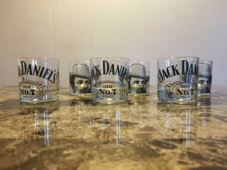 Set Of 6 Jack Daniels Old No.  7 Tennessee Whiskey Whisky Portrait Rocks Glasses