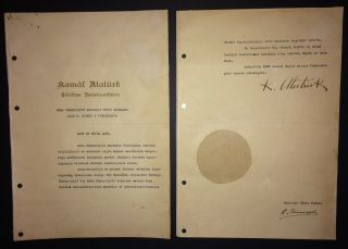 1936 Turkey Republic Signed Letter By Mustafa Kemal Ataturk As First President