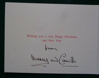 Antique Signed Christmas Card Prince Charles of Wales & Camilla Duchess Cornwall 2