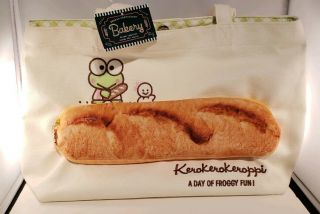 Japan Sanrio Kerokerokeroppi Canvas Tote Bakery Keroppi W/front Zipper Pouch