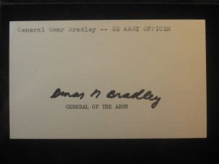 Omar Bradley Autographed Signed 3 X 5 Index Card Us Army Officer