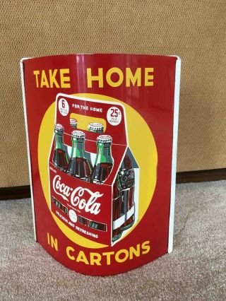 Old Coca - Cola 2 Sided Tin Advertising General Store Hanging String Holder Carton