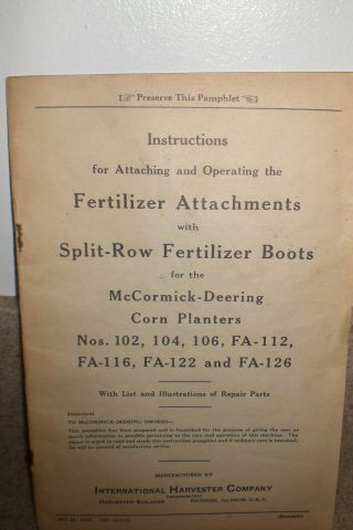 McCormick Deering Binder Baler Mower Planters INSTRUCTION BOOK Vintage Farming 4