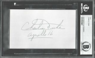Charlie Duke Signed Cut Signature Bas 0010529461 Apollo 16 Moonwalker