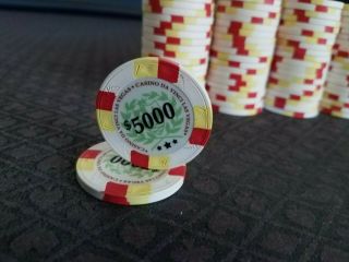 100 Count - $5000 Real Clay,  Casino Devinci Poker Chips Shown With Paulson