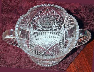 American Brillliant Cut Glass Ice Bucket Lead Crystal Champagne antique vintage 3