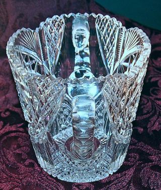 American Brillliant Cut Glass Ice Bucket Lead Crystal Champagne antique vintage 4