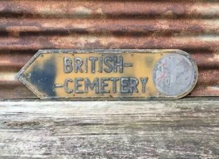 Real Ww2 British Cemetery Sign World War Two Normandy Dday Bayeux Sword Beach