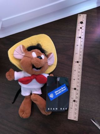 Warner Brothers Studio 8” Speedy Gonzales Plush Bean Bag Toy With Tag
