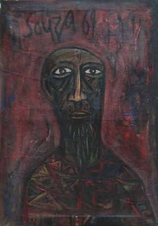 Francis Newton Souza - Early F N Souza Painting,  Oil On Paper,  Signed,  1969 3