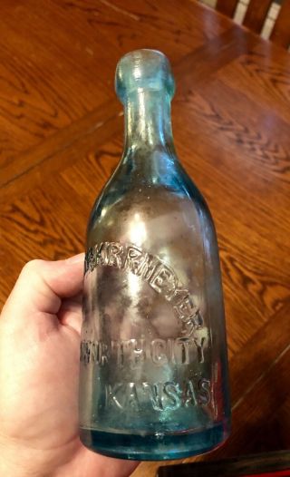 1863 - 1889 Leavenworth City Kansas Ks Hutch Bottle Brandon & Kirrmeyer