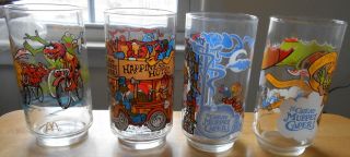 1981 The Muppets McDonalds Great Muppet Caper Complete Set of 4 Glasses Tumblers 2