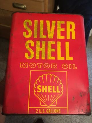 1940s Antique Shell Motor Oil Can.  Gas.  Sign.  Soda.