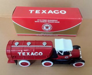 Texaco Coin Bank 1918 Ford Runabout W/ Tanker Trailer Collector Series 21