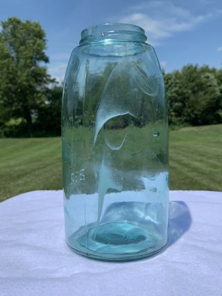 Milk Glass Swirled Mason Patent 1858 Half Gallon Fruit Jar