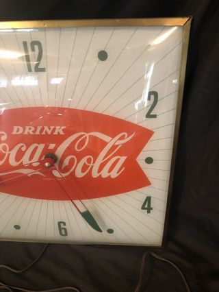 1960s Pam Clock Co.  Coca Cola Fishtail Lighted Clock 