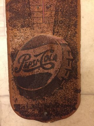 Pepsi Cola Metal Advertising Thermometer - Vintage Embossed Sign 1950’s 3