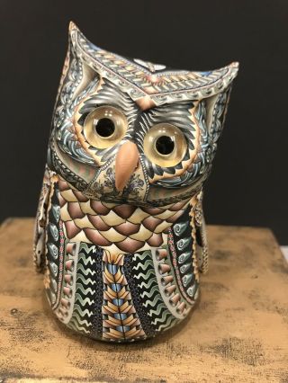Jon Anderson 2004 Horned Owl Figurine Fimo Creations Paperweights Millefiori