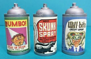 Vintage Crazy Labels Spray Can Candy Bubble Gum 3 Empty Containers Vintage Fleer