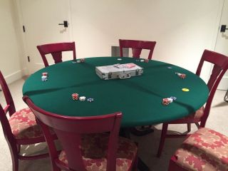 Poker Felt Table Cloth Bonnet Cover For 60 " Round Elastic Edge - Mahjong