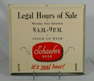 Old Schaefer Beer Tin Over Cardboard Toc Store Hours Sign York City Ny F&m