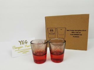 12 Bacardi Fuego Shot Glass 35ml 1oz Red & Clear Set Of 12 Canadian Seller