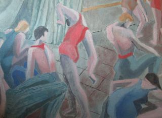 OLD 1950 ' s SIGNED HeWett Weiz CUBIST Figurative oil painting of BALLET DANCERS 5
