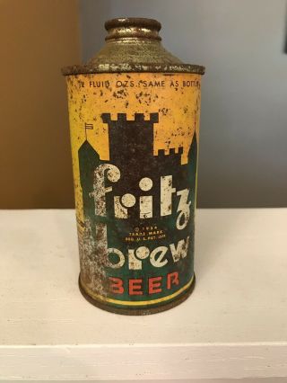 Scarce Fritz Brew Low Profile Cone Top Beer Can,  Freeport Illinois,  12 Oz,  Irtp