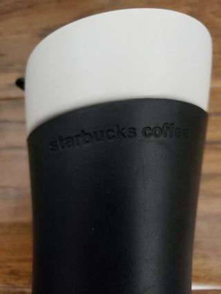 Starbucks White Ceramic Porcelain Travel Mug w/ Black Rubber Grip 2009 14oz 2