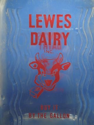 Lewes Dairy 1/2 Gallon Milk Glass Bottle Jar W/ Metal Handle 3
