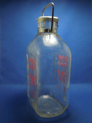 Lewes Dairy 1/2 Gallon Milk Glass Bottle Jar W/ Metal Handle 4