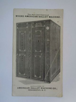 American Ballot Machine Co.  Vote Foldout Brochure Rochester N.  Y.  1800 ' s Rare 2